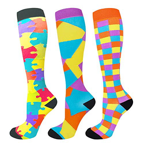Compression Socks Women 20-30mmHg Assorted 3, Small/Medium 3 Pairs Mens Best Stockings for Running Medical Athletic Edema Diabetic Varicose Veins Travel Pregnancy Shin Splints 